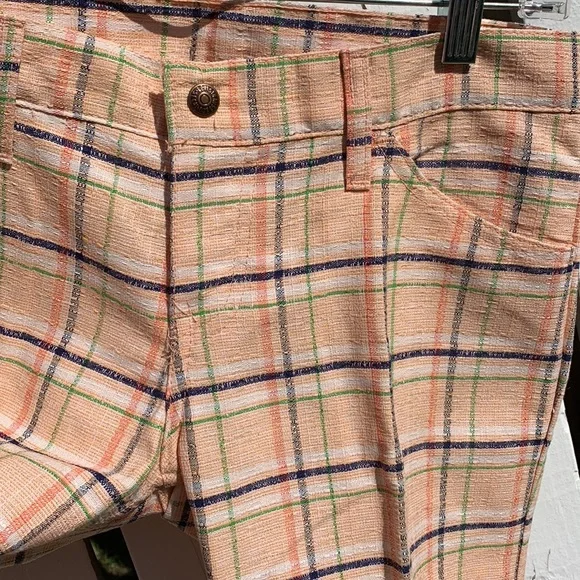 Levi’s plaid polyester pants 70’s sta-prest orange blue green - Picture 9 of 16